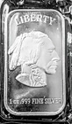 LOT of ( 7 ) 1 oz Uncirculated SilverTowne Indian Head Buffalo Silver Bar