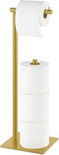 Toilet Paper Holder Stand Gold with Shelf on Top, Sturdy TP Roll Holder Floor...