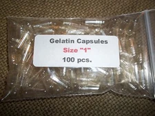100 Kosher Gelatin Empty Capsules - Size 1