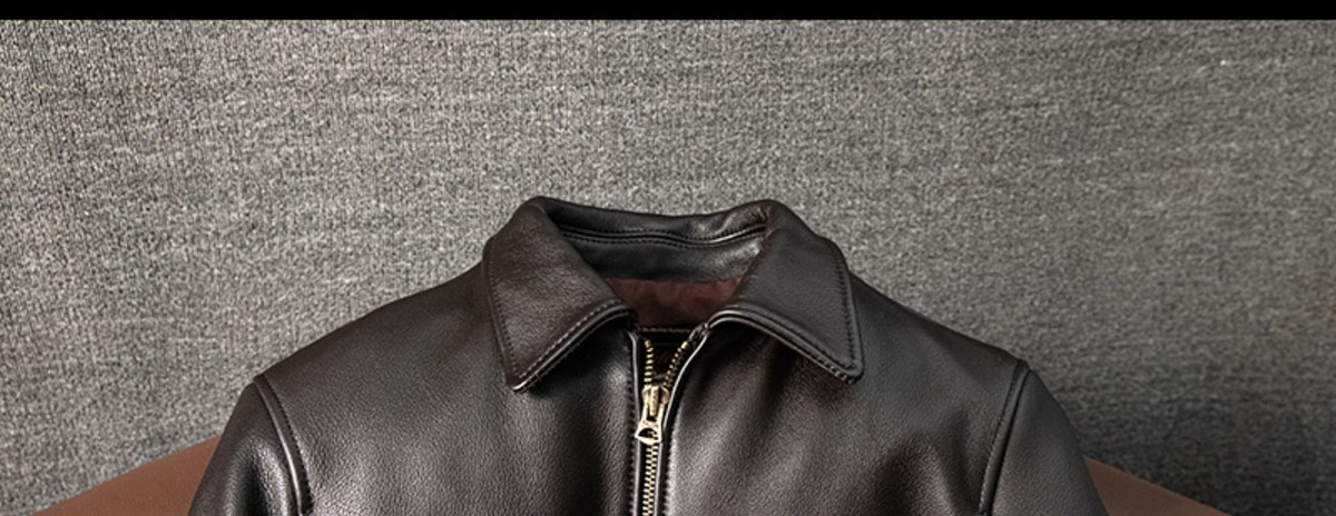 Retro Genuine Leather Jacket Men Short 100% Cowhide Coats