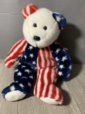 Ty Spangle Beanie Baby Bear USA Red White Blue Star