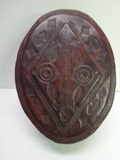 VINTAGE LEATHER EMBOSSED DRESSING GENTS JEWELLERY CUFFLINK CASE BOX TRIBAL STYLE