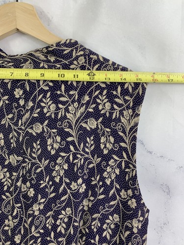 Vintage Laura Ashley Dress 12 Floral Midi Mandarin collar retro Cottagecore Blue - Picture 20 of 20