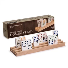 Yellow Mountain Imports Premium Beechwood Domino Racks/Trays - Set of 4