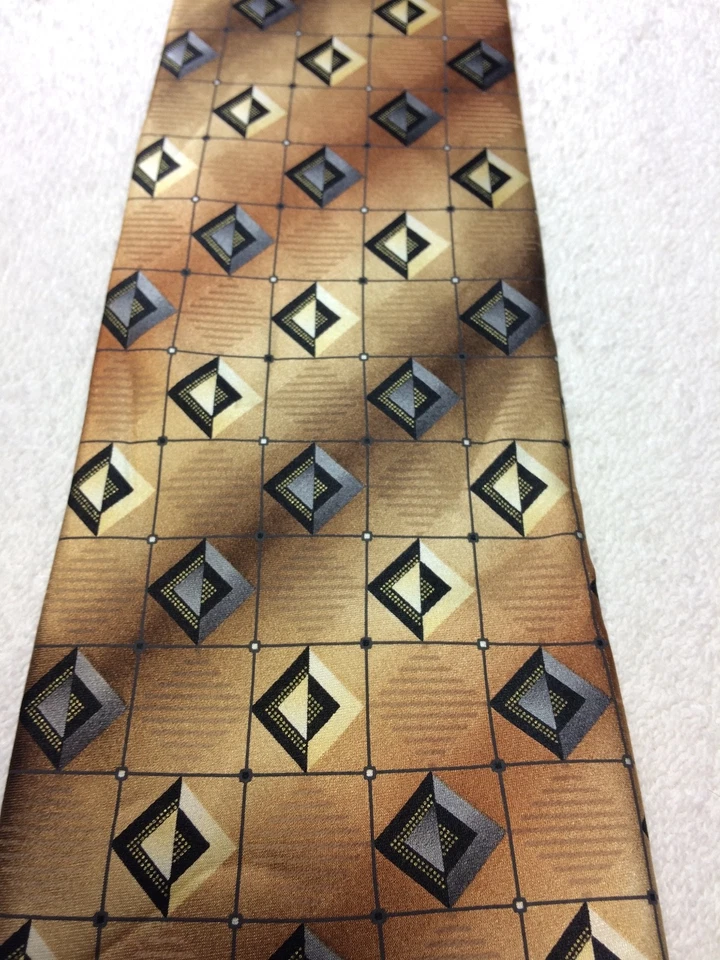 BERGAMO NUEVA YORK CORBATA HOMBRE BEIGE MARRÓN COBRE Y GRIS 4 X 59 Foto 3 de 4