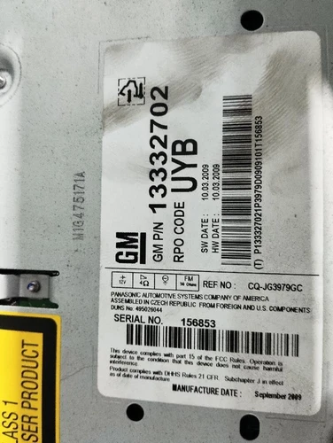 13332702 Sistema Audio/Radio Cd para OPEL INSIGNIA BERLINA * 2009 113879 - Imagen 1 de 4