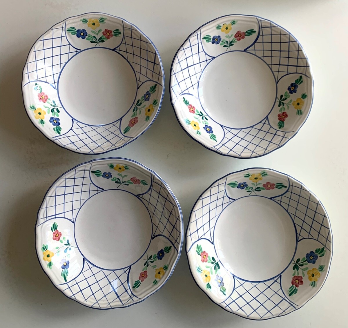 HEREND VILLAGE POTTERY Set/10 Dinner Side Plates Bowls TRELLIS