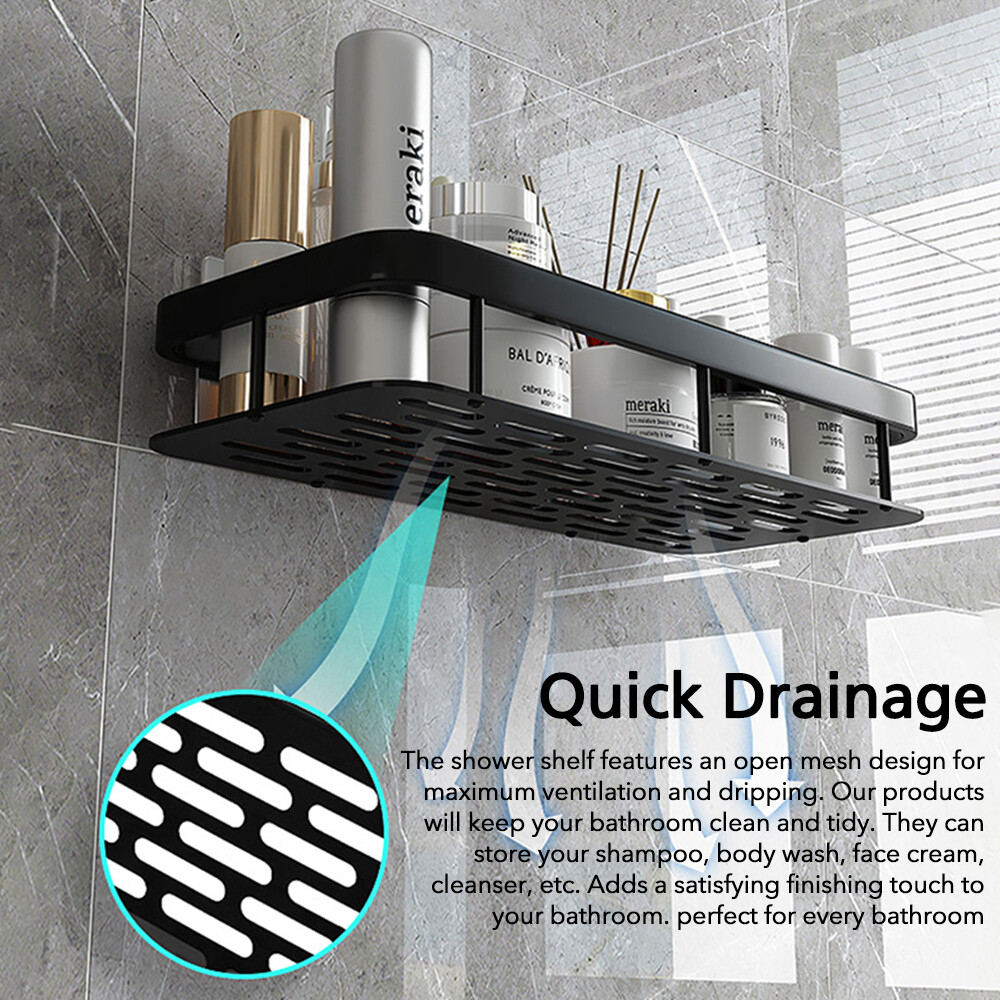 3Pcs Bathroom Shower Caddy Shelf Organiser No Drill Wall Mounted Shower Shelves eBay