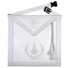 MASONIC GRAND PAST MASTER WHITE APRON HAND EMBROIDERED WITH FREE SHIPPING