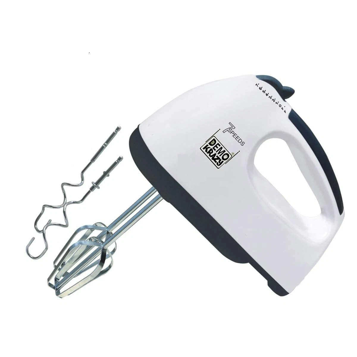 Hand Mixer Electric Whisk 180W Power 7 Speed Handheld for Kitchen Baking,  White