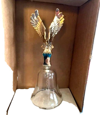 SCALLOP CLEAR GLASS DINNER BELL GOLD TONE EAGLE 5'' ROBERT SCHULLER ORIGINAL BOX