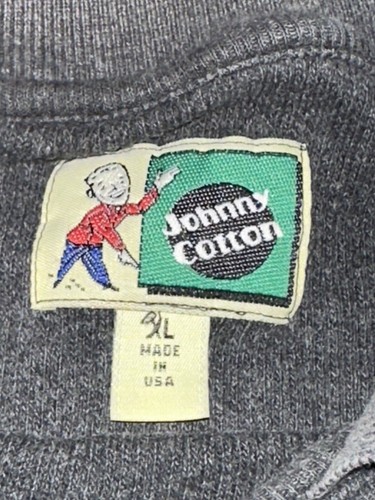 Vintage Johnny Cotton Thermal Sweater Adult XL Gray Collared Tight Knit USA Made - Picture 4 of 7