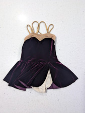 Plum Purple Ice Figure Skating Baton Twirling Dance Skirted Dress Leotard Small
