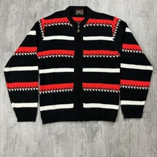 VTG 60S MCGREGOR MIDNITE SUN USA MADE FULL ZIP CARDIGAN SWEATER FUZZY ACRYLIC M