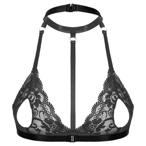 Damen BH Spitze Offen Cup Slips Set Cupless Bügel Regal Tops Nachtwäsche - Bild 5 von 12
