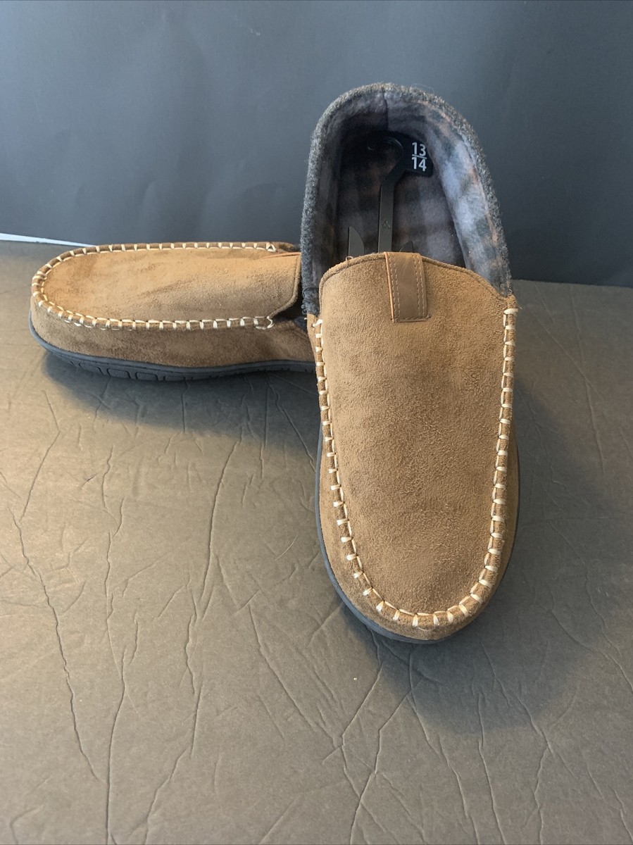 NEW MENS George BROWN MEMORY FOAM STEP IN SLIPPERS (13-14) - Main Image