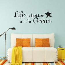 LIFE IS BETTER AT THE OCEAN Beach Wall Art Decal Quote Words Lettering Decor