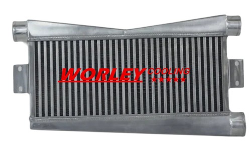 Intercooler Universal Twin Turbo 24"x9"x3.5" barra y placa personalizada (2 entradas/1 salidas) SL