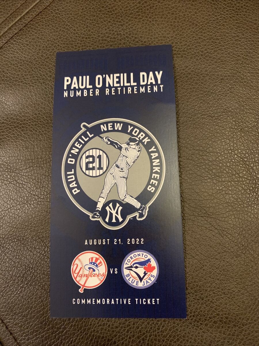 Paul O'Neill Day Jersey #21 In Hand Retirement SGA Ticket 8/21/22 Yankees