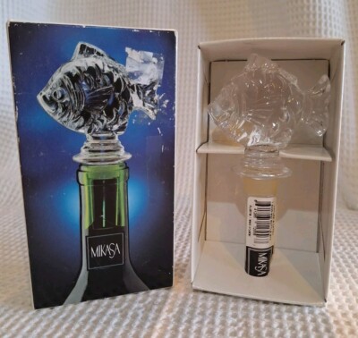 MIKASA AUSTRIAN CRYSTAL BOTTLE WINE STOPPER FISH FREE SHIPPING