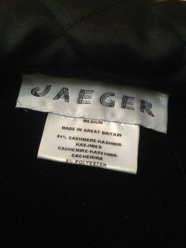 JAEGER sz: M BLACK CASHMERE 91% / POLYESTER 9% CARDIGAN JUMPER HINT OF SILVER - Picture 2 of 4