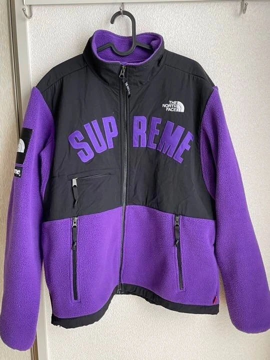 Veste polaire Denali Supreme The North Face Arch logo violet noir homme taille M !!