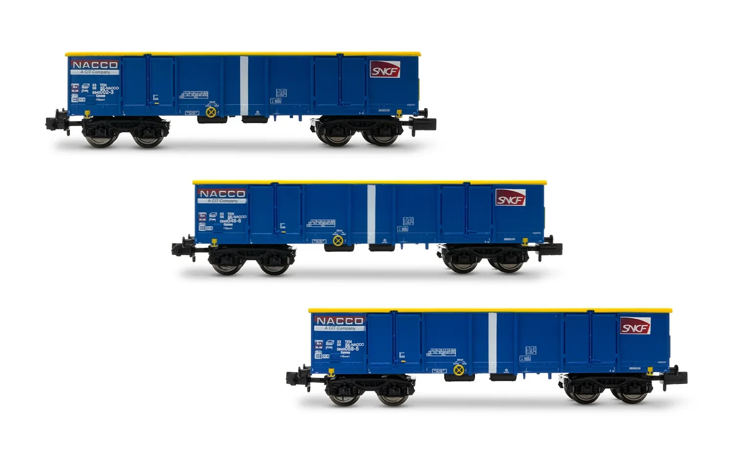 Wagons tombereaux Eamnos SNCF Arnold HN6602 train miniature échelle N 1/160