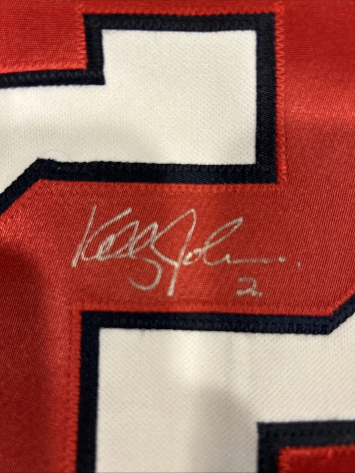 Camiseta blanca autografiada por Kelly Johnson de los Atlanta Braves solo recuerdos certificado de autenticidad Foto 3 de 4