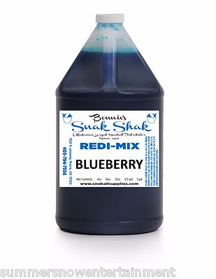 Snow Cone Syrup BLUEBERRY Flavor. 1 GALLON JUG Buy Direct Licensed MFG