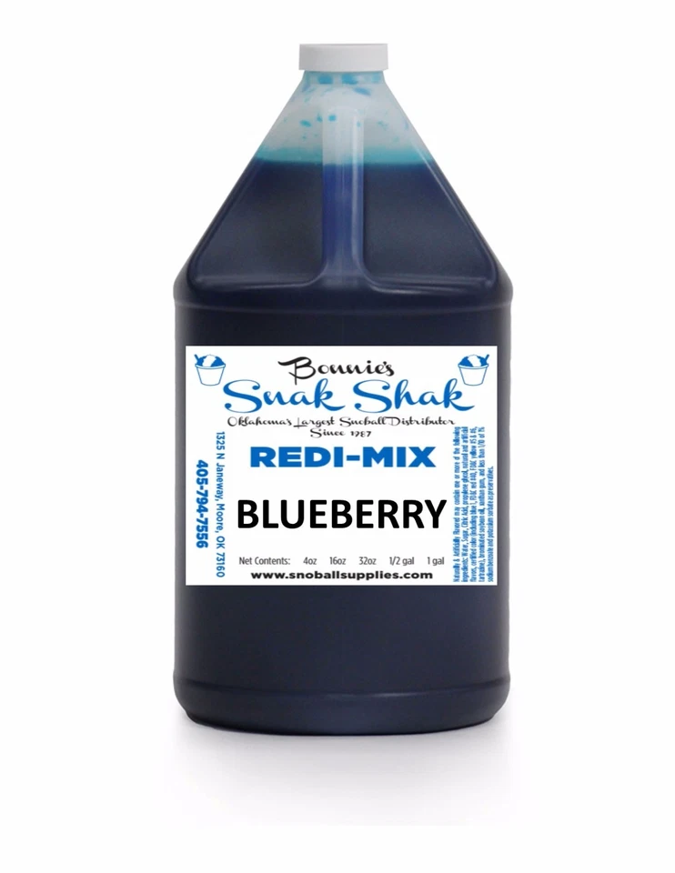 BONNIE'S SNAK SHAK Snow Cone Syrup BLUEBERRY Flavor. 1 GALLON JUG Buy Direct Licensed MFG