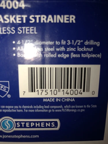 JONES STEPHENS S14004 Deep Cup Basket Strainer... Stainless Steel!!!! - Picture 10 of 10