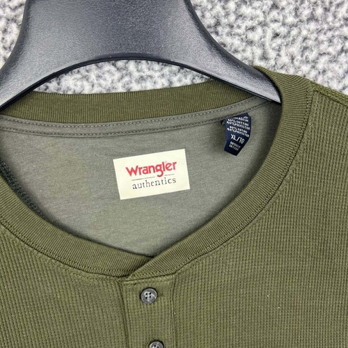 Wrangler Shirt Men Extra Large Green Long Sleeve Pullover Henley New XL - Picture 4 of 8