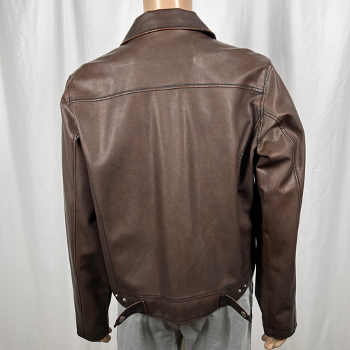 BKE Buckle Men's Large Brown Full Zip Faux Leather Jacket - Picture 4 of 8