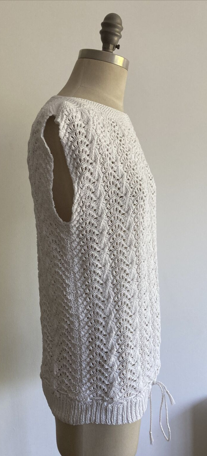 Vintage 1990s Hand-Crochet White Cotton Jumper, 20.5" pit to pit approx. 6