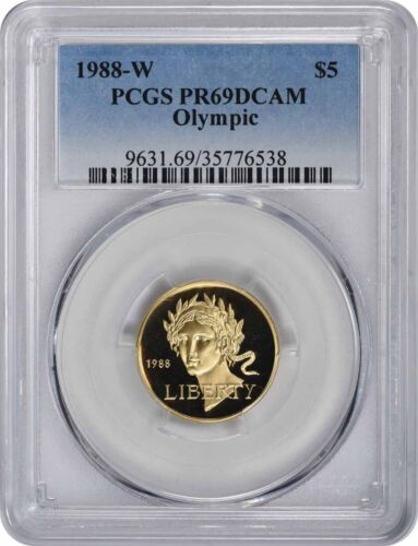 1988-W Olympic $ 5 Gold fünf Dollar Proof Gedenk PR69DCAM PCGS - Bild 1 von 2