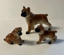 3 Porcelain Boxer Dog Figurines Puppies