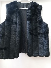 Dennis Bosso Black Faux Fur Vegan Fur Vest Women's Size Large
