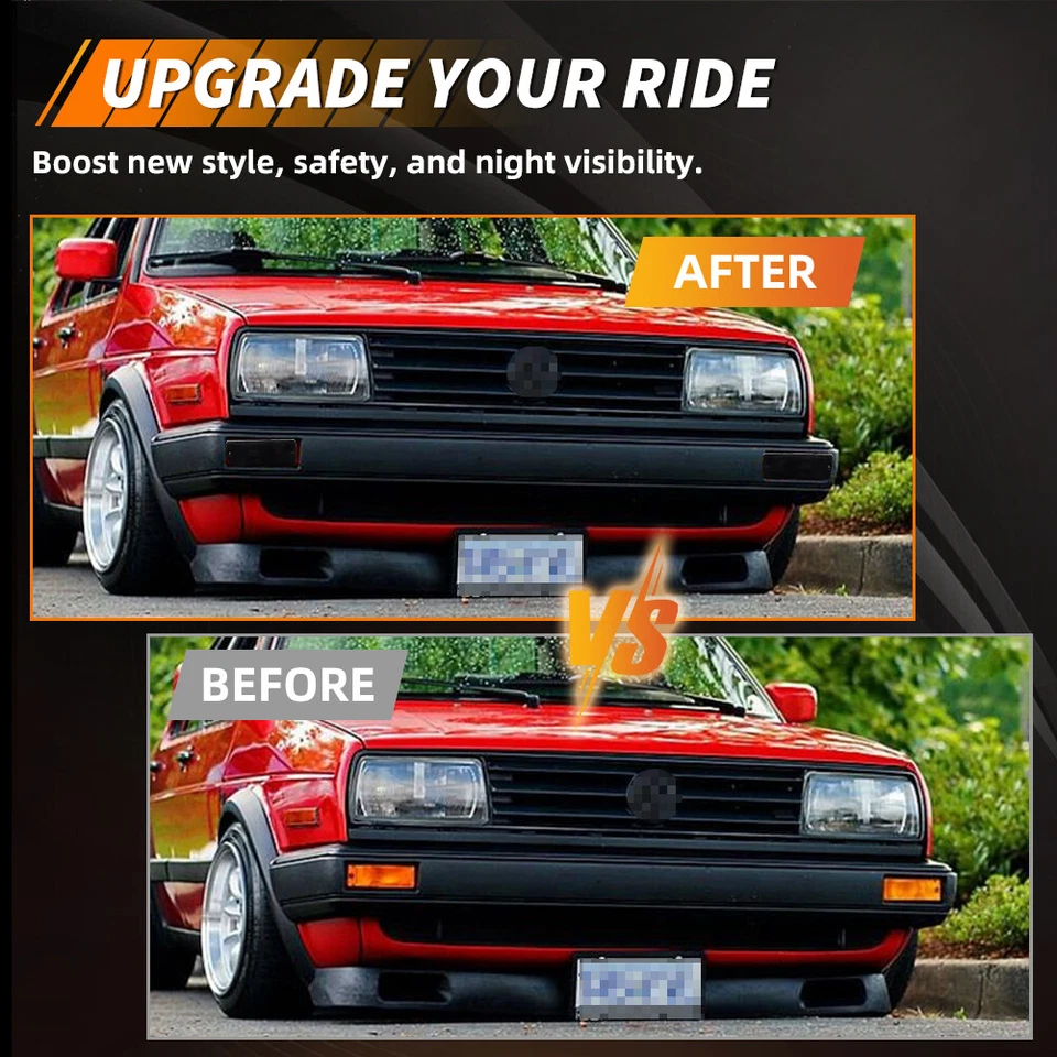 4 luces de señalización delantera de humo + señalización lateral para 90-92 VW Golf Mk2 II A2 GTi Jetta Foto 2 de 4