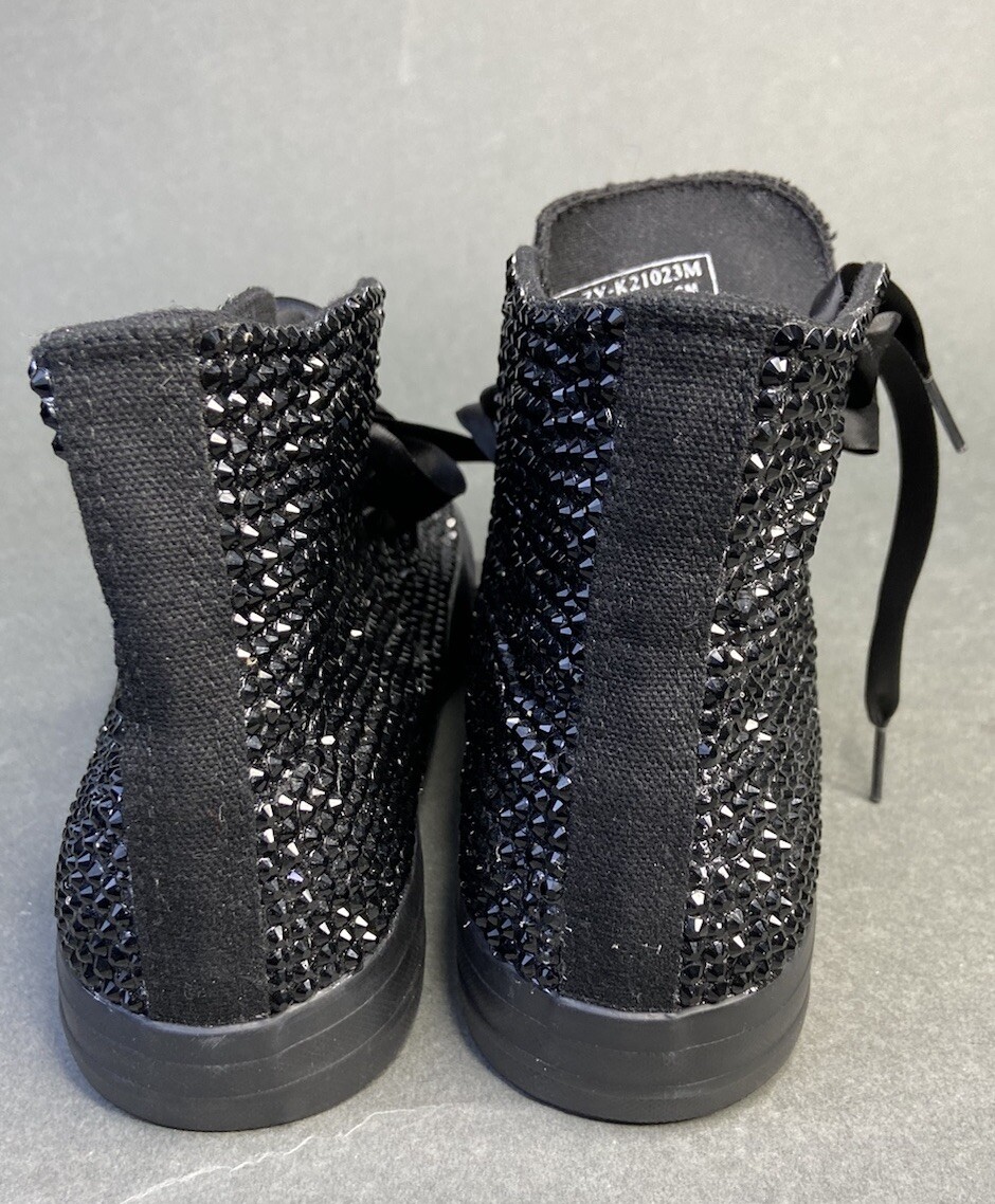 ZGR High Top Stoned Bedazzle Black Sneakers Shoes Women's Size 9.5