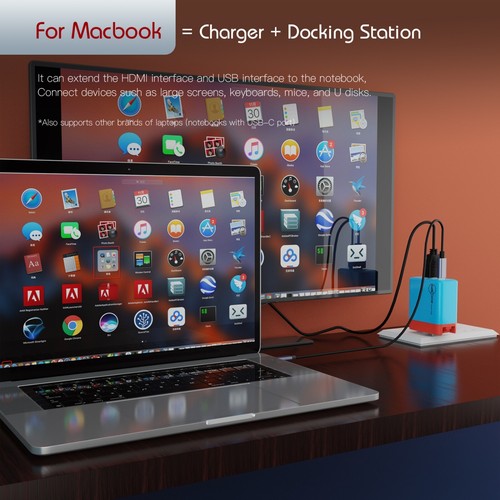 65W Fast Charger Power Hub Portable Switch Docking Station +HD 4K TV Mode 3 in 1 - Picture 8 of 12