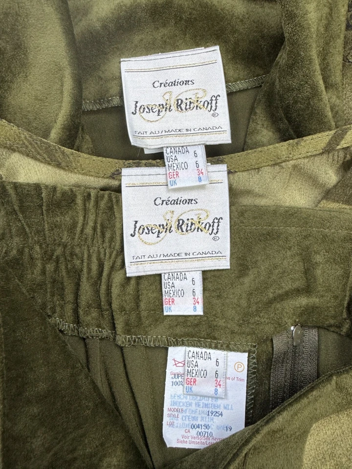 Joseph Ribkoff Traje Mujer 6 Verde Oliva Chaqueta Chaleco Maxi Falda Conjunto de 3 piezas De Colección Años 90 Foto 2 de 4