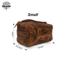 Buffalo Leather Toiletry Bag Travel Dopp Kit Shaving Case Small For Men Handmade