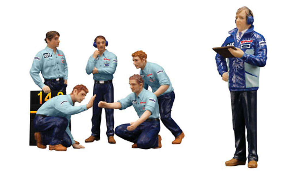 Figurines F1 Pit Crew Tyrrell 1976 TSM 1/43 pour diorama de bureau de passionné