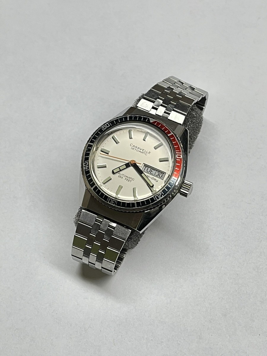 Caravelle Vintage Set O Matic 666 Feet Diver Pepsi Bezel Devil