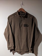 Vintage Y2K Harley Davidson Motorcycle 1/4 Zip Military Green Medium Sweater