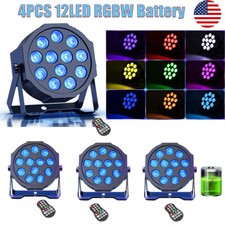 4Pack 12 LED RGBW Rechargeable Par Lights Battery Stage Light DMX Party DJ Light