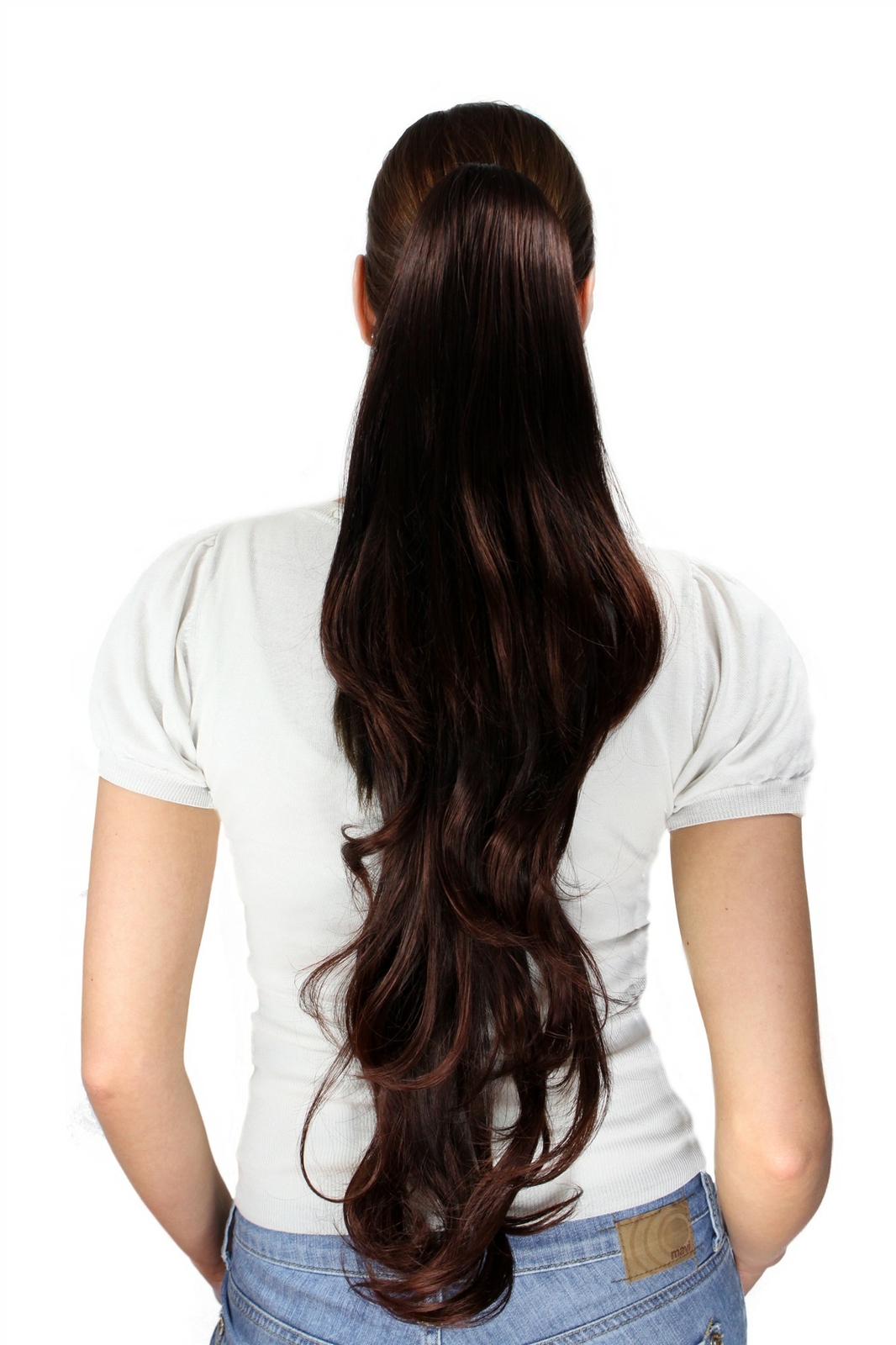 Hairpiece Brown Brunette Very Long Wavy Butterfly Clip 70Cm T117-2T33