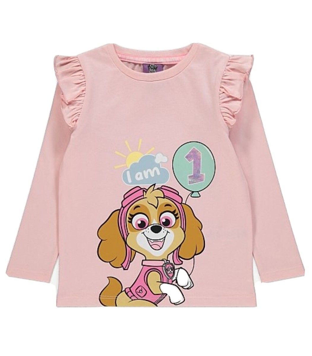 Baby Girls PAW Patrol Skye Pink I Am One First 1st Birthday Top