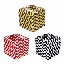 Homescapes Pouf Cubo Modello Chevron Cotone Trapuntato 36 x 36 x 38 cm