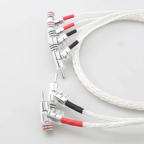 HiFi 8AG 16 Strand Silver Plated OCC Biwire Speaker Cable with 2 to 4banana Plug - Picture 10 of 20